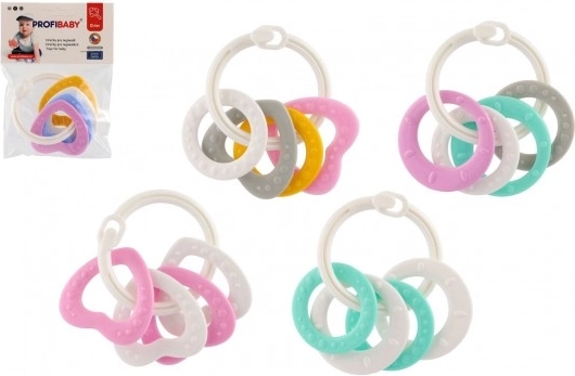 Beißring-Set mit bunten Plastikringen