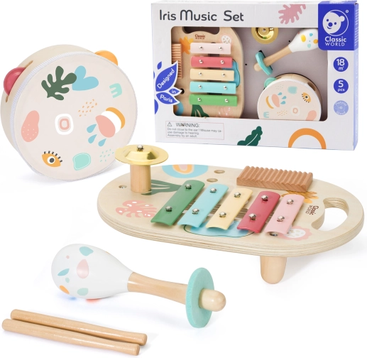Set aus Holzmusikinstrumenten für Kinder