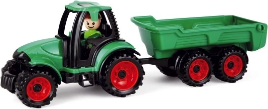 Traktor mit Anhänger für die Arbeit auf dem Bauernhof