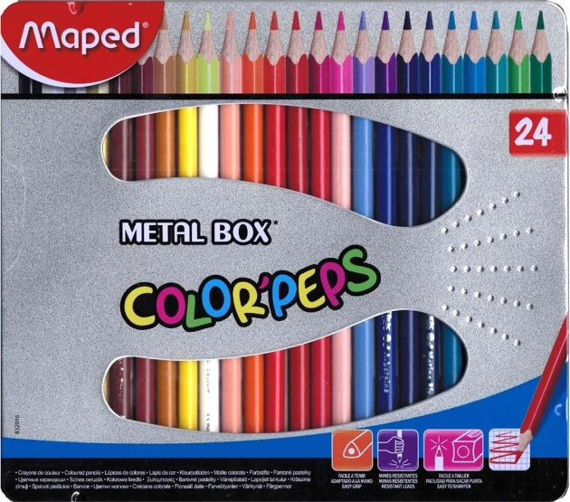 Dreikantige Buntstifte Maped Color'Peps 24 Stk in Blechdose