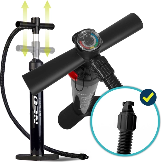 Doppelhubpumpe mit Manometer für schnelles Aufpumpen
