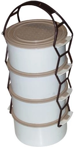 Kunststoff-Essenträger 4× 1,0 l mit Verbindungsgriff