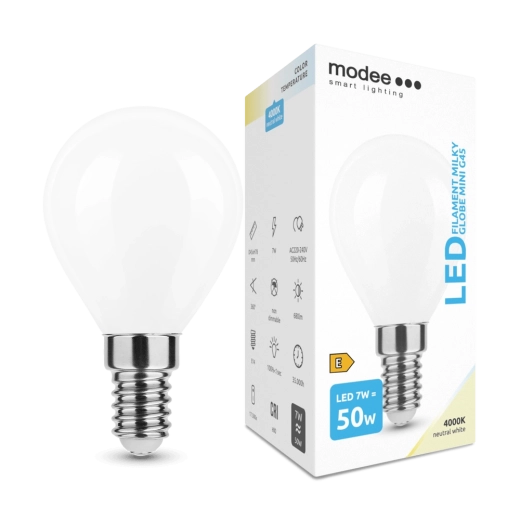 LED-Lampe Modee Smart Lighting Filament Milky Globe Mini E14 7 W neutralweiß