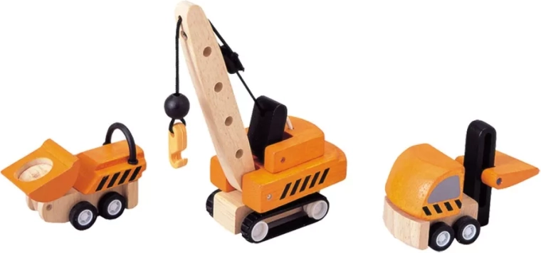 PlanToys Set aus Holzautos – Baufahrzeuge