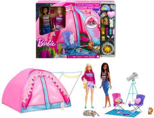 Barbie Zelt mit 2 Puppen und Zubehör