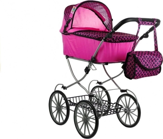 Retro-Puppenwagen Alice mit tiefer Wanne und Tasche