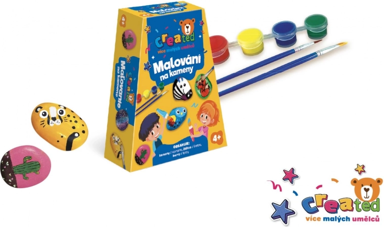 Steinmalerei-Set mit Farben und Pinseln in Box 19 × 14 × 5 cm