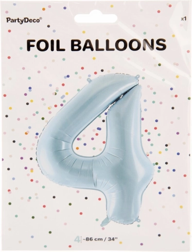 Folienballon Zahl 4 blau 86 cm