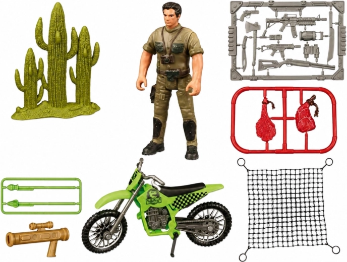 Actionspiel mit Jäger, Motorrad und Zubehör