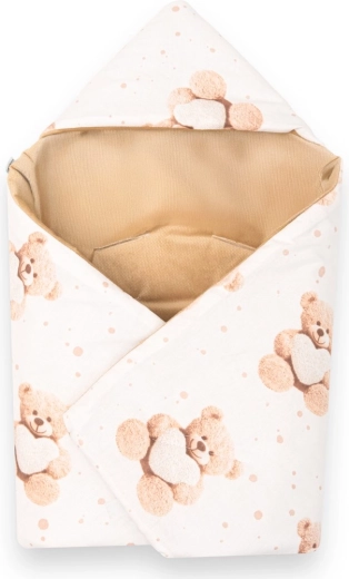 Wärmende Einschlagdecke für Autositz Belisima Love Teddy Bear, beige