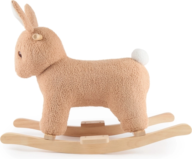 Bieco Schaukelhäschen Fine aus Bouclé auf Holz-Kufen