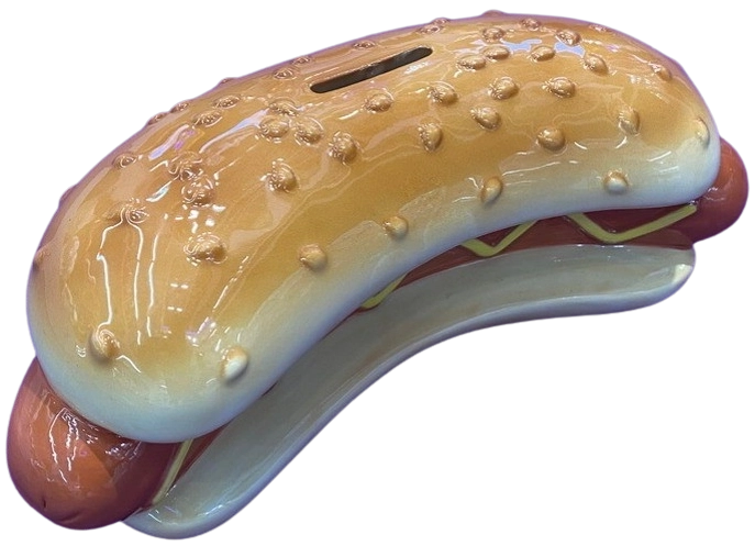 Keramische Spardose Hotdog