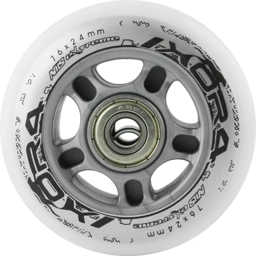 Satz weiße PU-Rollen 76 × 24 mm mit ABEC-7-Lagern NILS EXTREME