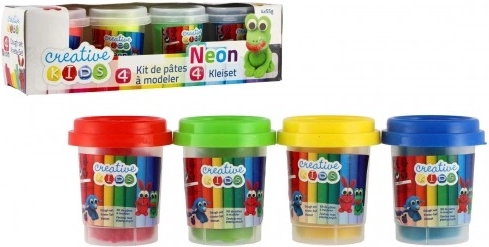 Knetmasse für Kinder 4× Becher – verschiedene Arten