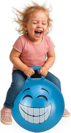 Hüpfball mit Griff HoppyDoo Smile blau 45 cm mit Pumpe