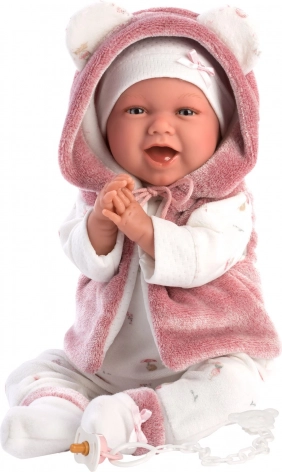 Realistische Babypuppe mit Geräuschen und weichem Stoffkörper 42 cm
