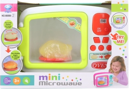 Batteriebetriebene Kinder-Mikrowelle mit gebratenem Hähnchen
