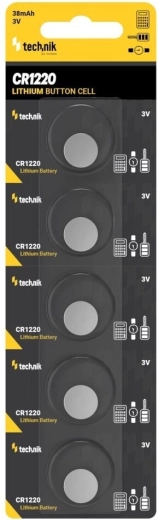 Technik Platinum Lithium-Knopfzelle CR1220 3V – Packung mit 5 Stk.
