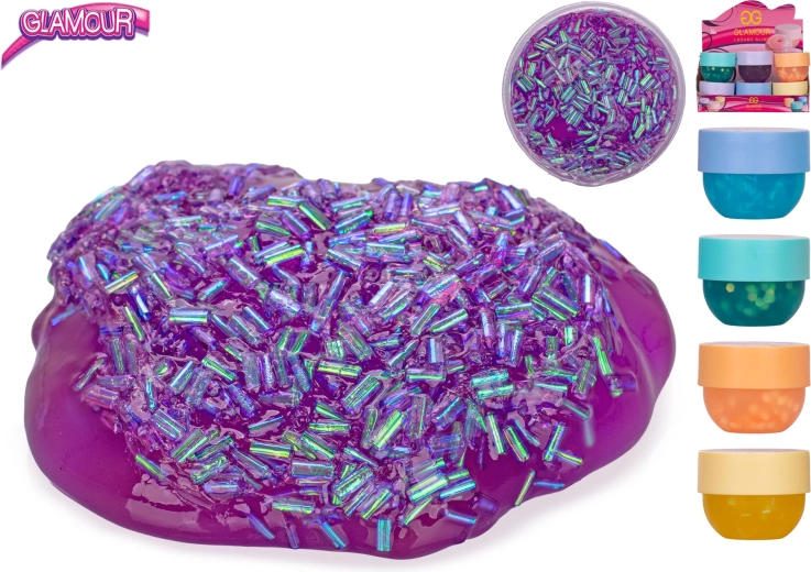 Glamour kristallklarer Slime im Becher 160 ml (Mix aus 6 Farben)