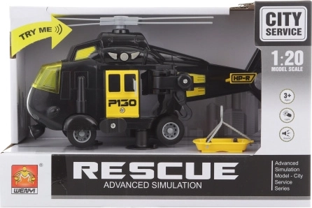 Schwarzer batteriebetriebener Hubschrauber mit Licht und Sound