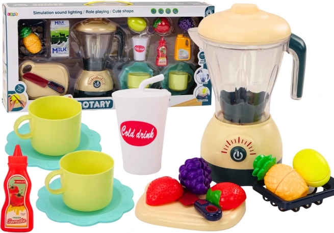 Elektrischer Kindermixer mit Licht- und Soundeffekten – Set mit Schneidobst