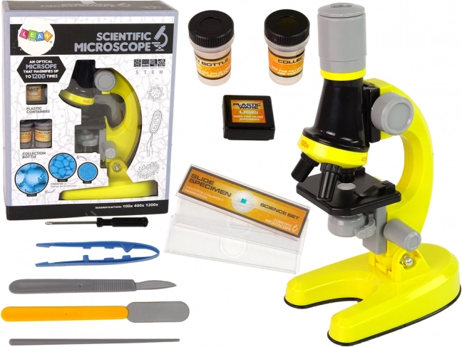 Kindermikroskop mit Zubehörset 100×/400×/1200× – gelb