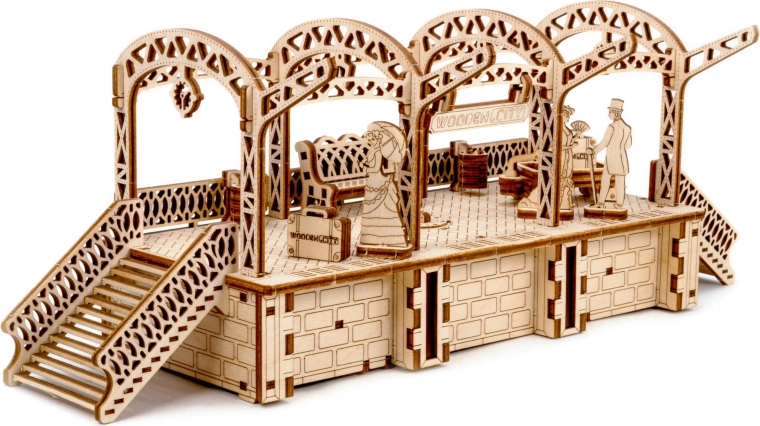 Holz-3D-Puzzle Bahnhof WOODEN CITY, 175 Teile