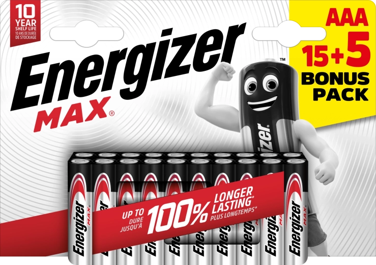 Energizer Max AAA Alkalibatterien 20 Stk