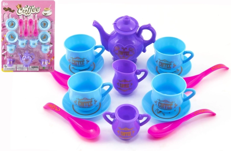 Kunststoff-Kaffee- und Teeset für Kinder, 15-teilig