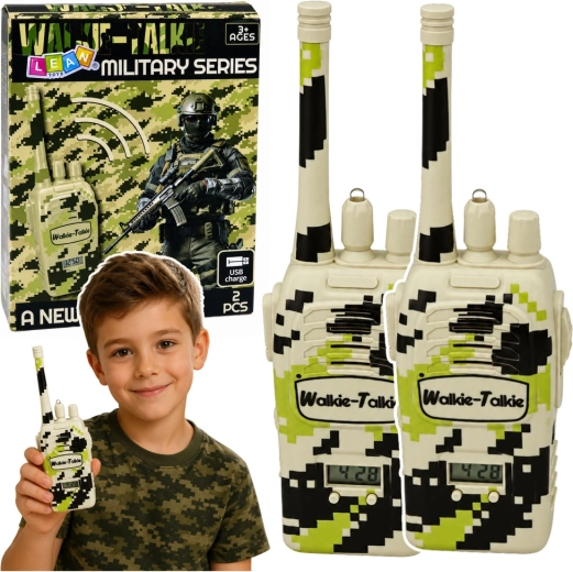 Kinder-Militär-Walkie-Talkies mit USB-Laden und Reichweite bis ca. 200 m (2 Stk.)