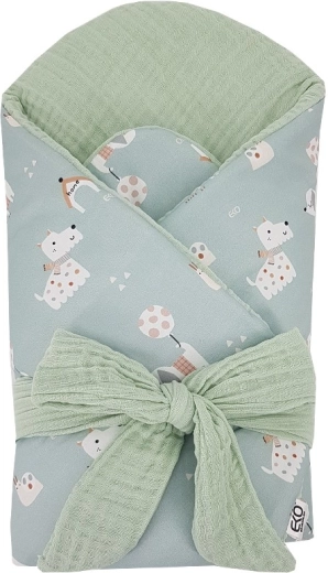 EKO Musselin-Puckdecke mit herausnehmbarer Kokoseinlage Dogs Mint 75 × 75 cm