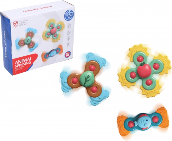 Baby-Beißringe mit Silikon-Saugfuß, Set mit 3 Stück