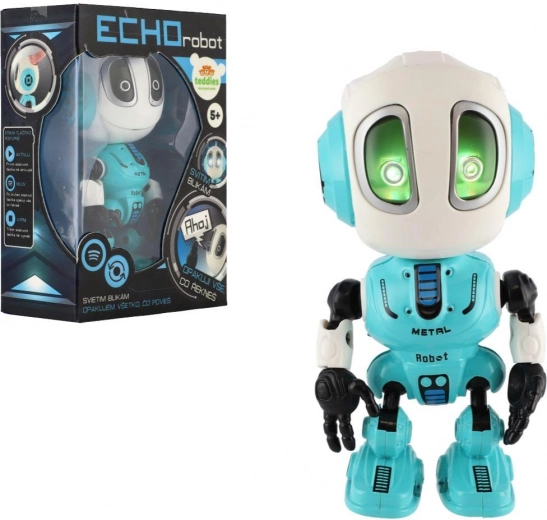 sprechender Roboter Echo 12 cm blau mit Licht und Sound, batteriebetrieben