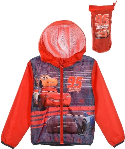 Kinder-Windjacke Cars mit Kapuze und Tasche, rot