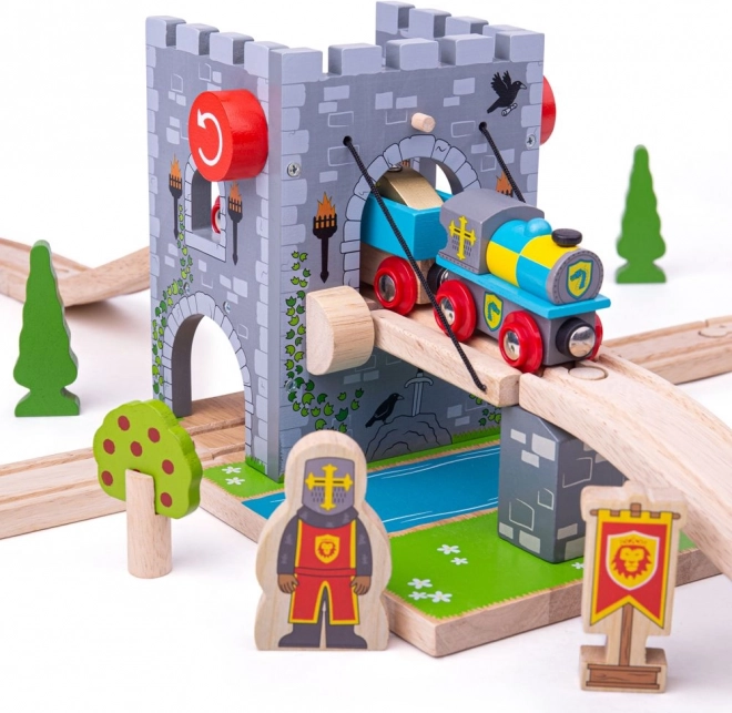 Bigjigs Rail Zugbrücke – Burgbrücke für Holzeisenbahnen