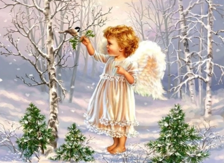 Diamantmalerei Engelchen im Wald 30 × 40 cm