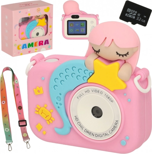 Rosa Digitalkamera für Kinder mit Meerjungfraudesign
