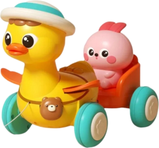 Ente mit Häschen im Anhänger