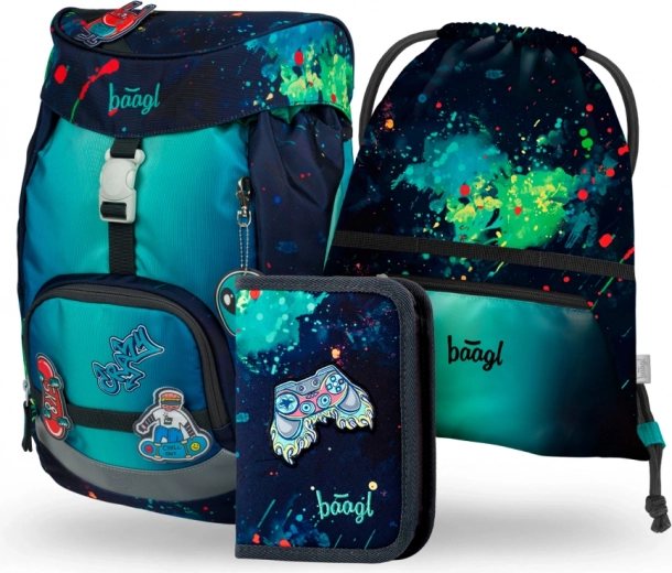 Schulset BAAGL Airy Chill: Rucksack, Federmappe, Beutel