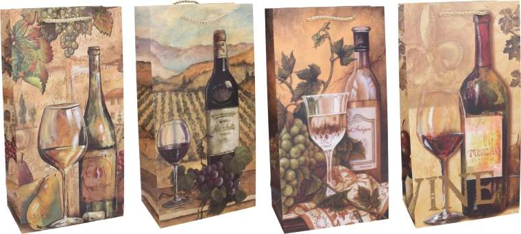 Geschenktasche für 2 Flaschen M, 18 × 35 × 9 cm, ganzjährig