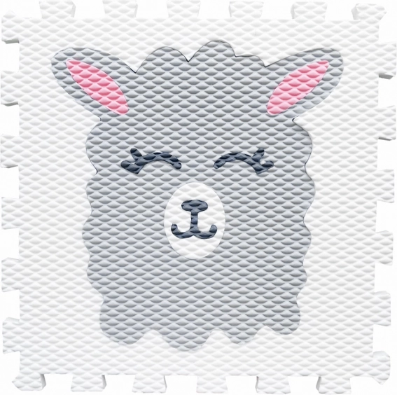 Schaumstoff-Puzzlematte mit Lama-Motiv – weiß