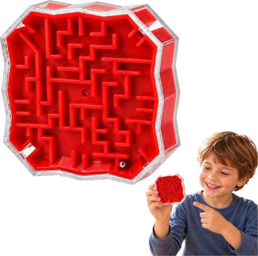 Logikspiel Labyrinth mit Kugel Rot