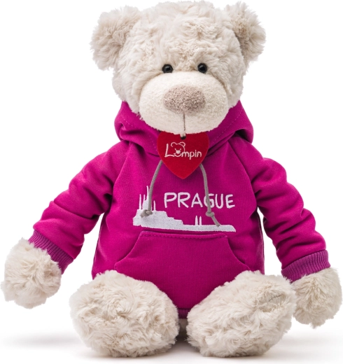 Teddybär Spencer im rosa Hoodie Prag 35 cm