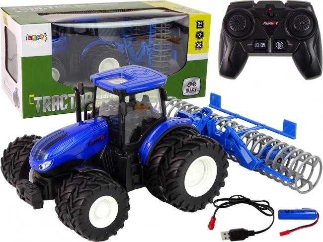 Funkferngesteuerter Traktor 1:24 Blue Disc Aggregate Metal