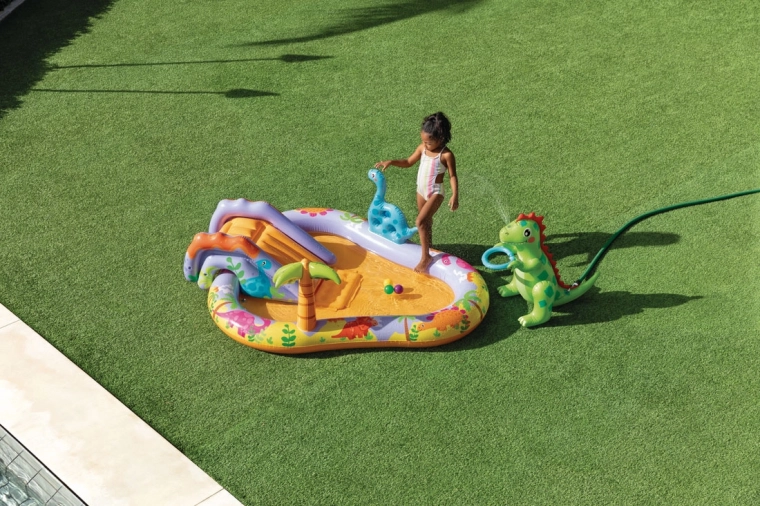 Aufblasbarer Kinder-Wasserspielplatz mit Rutsche und Fontäne INTEX Dinosaurier