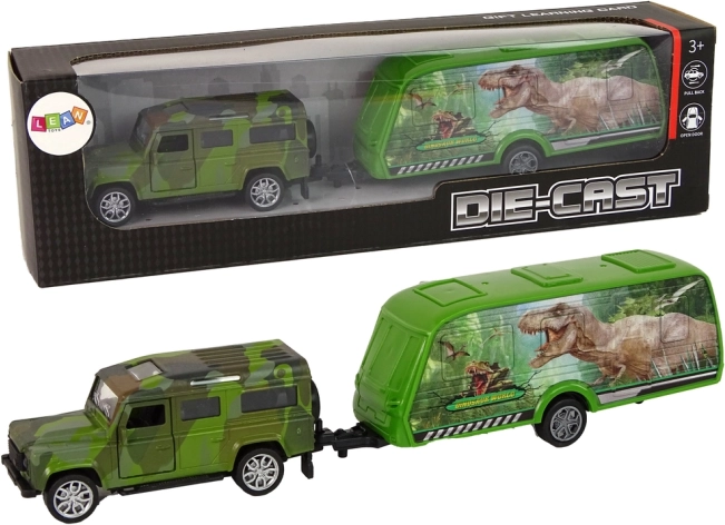 Spielzeug Jeep mit Dinosaurier-Anhänger