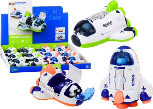 Kleine Weltraumrakete mit beweglichem Cockpit grün und orange