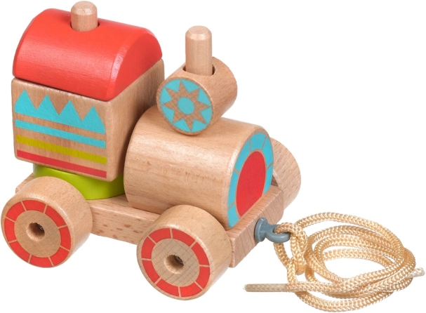 Lucy & Leo hölzerne Zieh-Lokomotive – Steckspiel, 6 Teile