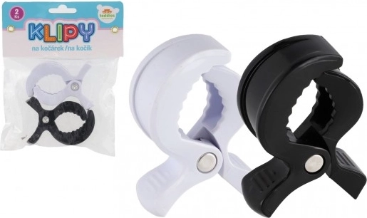 Kinderwagen-Clips aus Kunststoff 2 Stk. schwarz‑weiß 7,5 × 5 cm