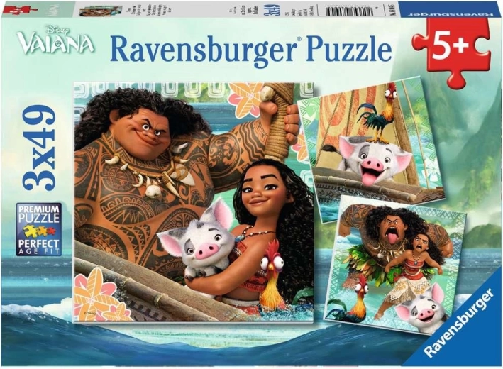 Ravensburger Puzzle Vaiana – Das Paradies hat einen Haken: Auf zu neuen Abenteuern 3×49 Teile